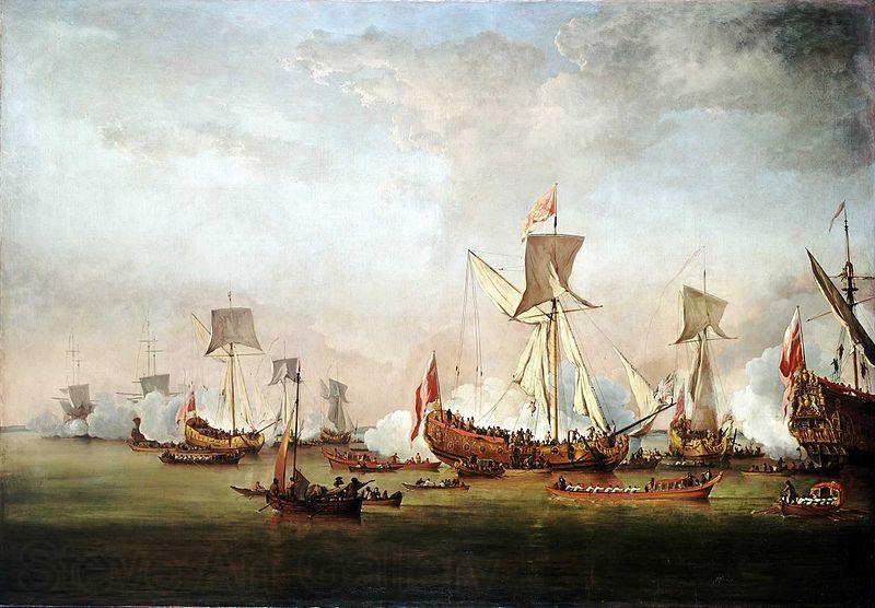 Willem van de Velde the Elder The Departure of William of Orange and Princess Mary for Holland Norge oil painting art